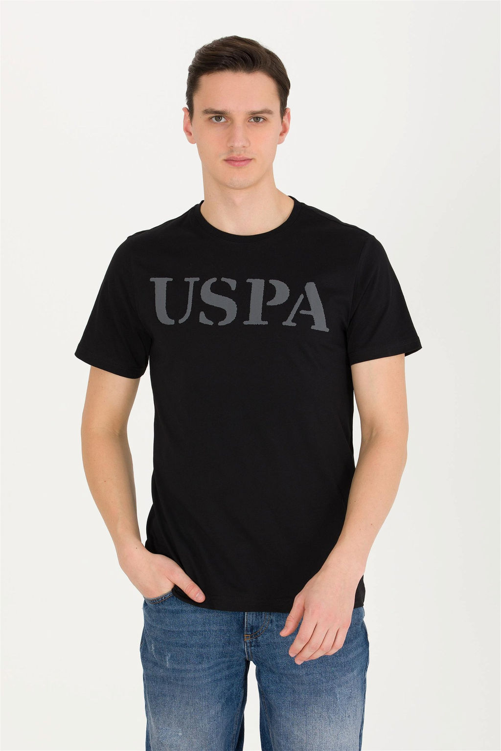 Мужская черная базовая футболка с круглым вырезом - U.s. polo assn фото 9