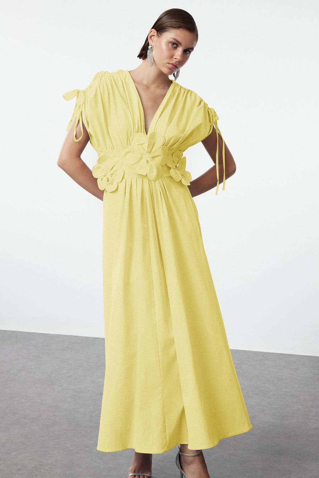 Trendyolmilla Ac?k Mavi 3 Boyutlu Cicek Detayl? Poplin S?k Abiye Gece Mezuniyet Elbisesi TPRSS24EL00282  фото 16