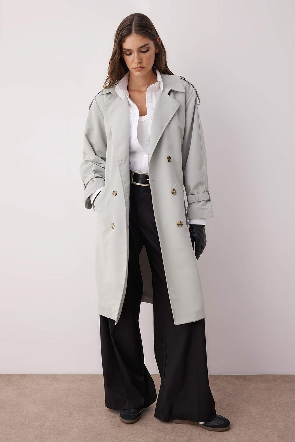 Trendyolmilla Haki Kemerli Ruzgarl?k Detayl? Su Itici Uzun Trenckot TWOSS21TR0005  фото 88