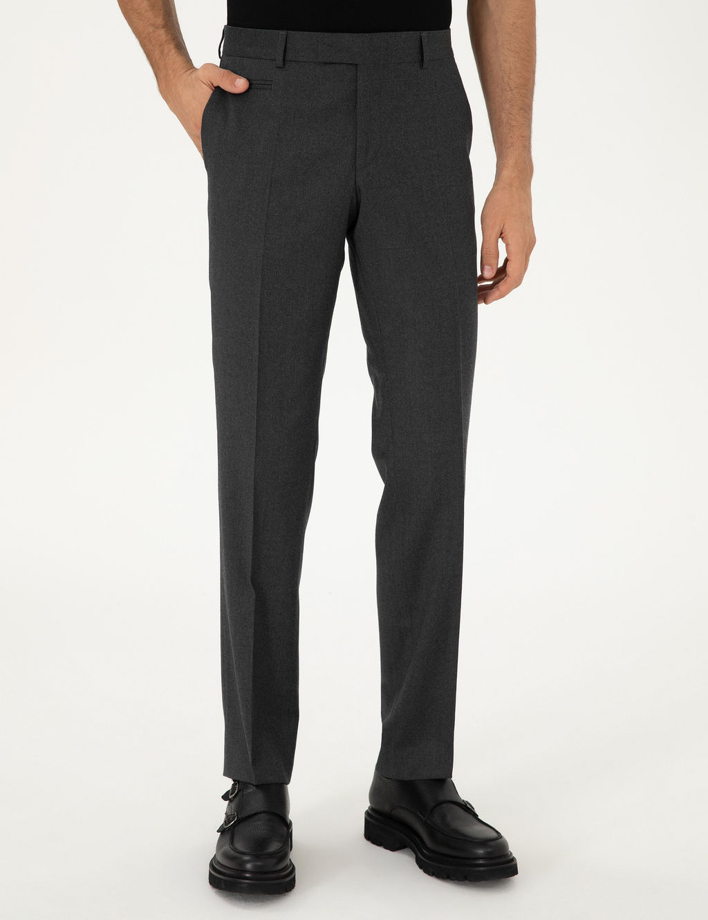 Брюки узкого кроя из ткани антрацитового цвета - Cacharel фото 2