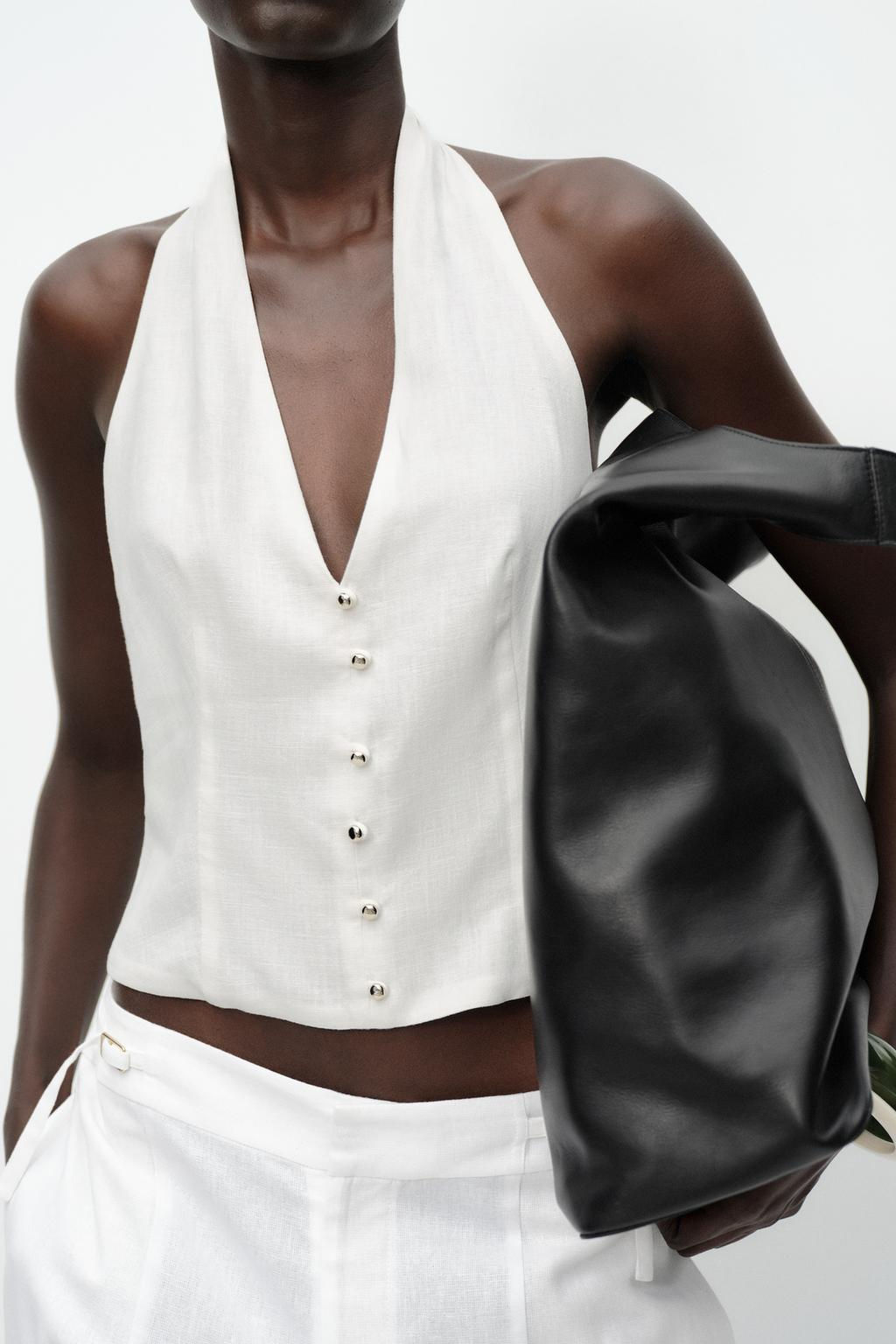 HALTER WAISTCOAT TOP LINEN BLEND - Zara фото 3