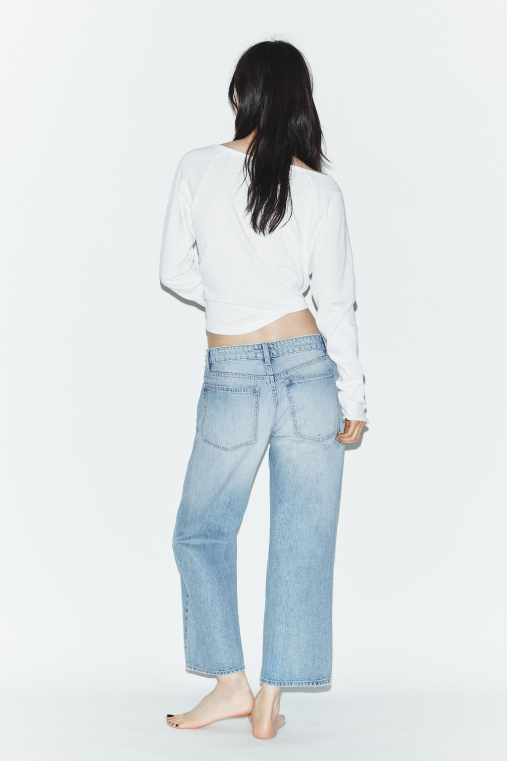 JEANS TRF WIDE LEG CROPPED TIRO BAJO / Azul claro - Zara фото 4