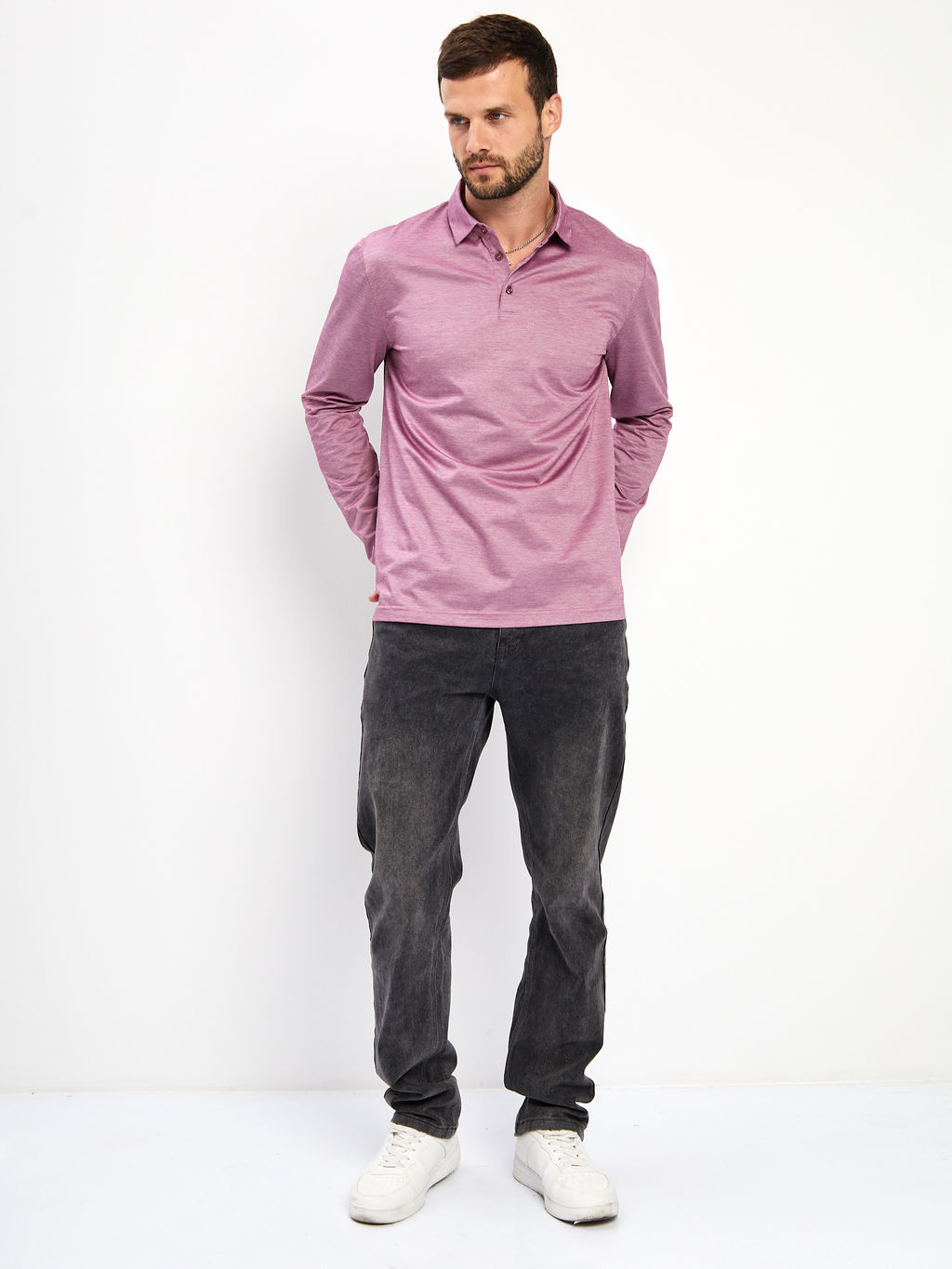 Джемпер мужской с воротником поло GREG G155-PM4-LT1635 (бордо)  фото 6