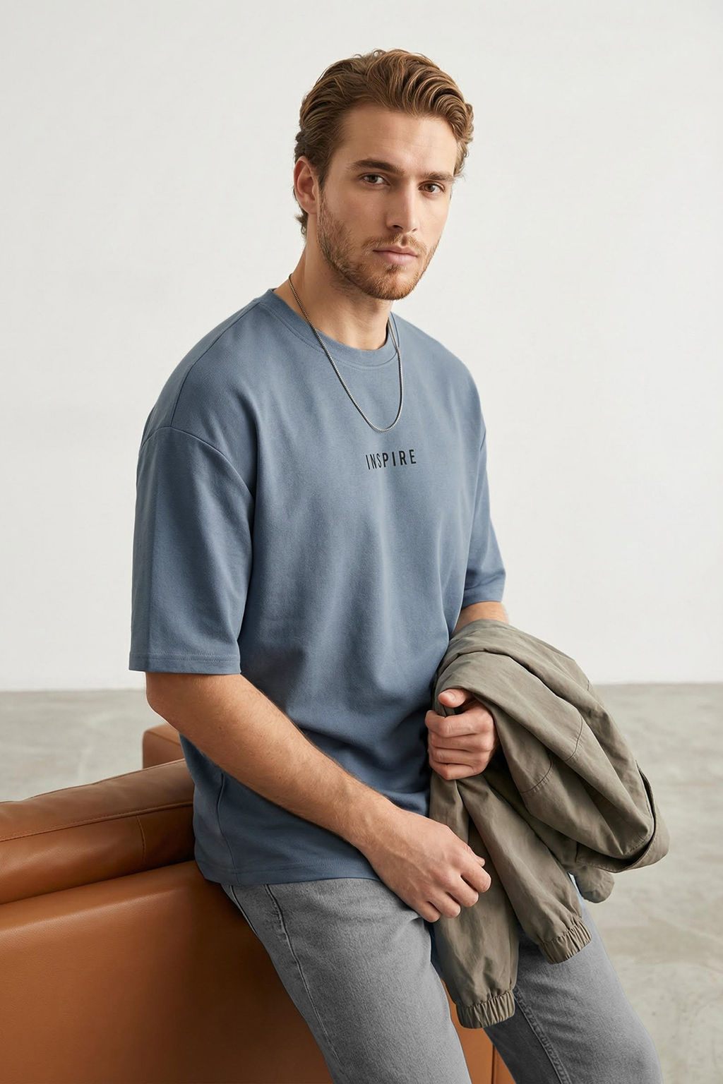 TRENDYOL MAN Mavi Oversize/Genis Kesim Bask?l? Dokulu Yumusak Kal?n T-Shirt TMNSS25TS00021 - Trendyolmilla фото 6