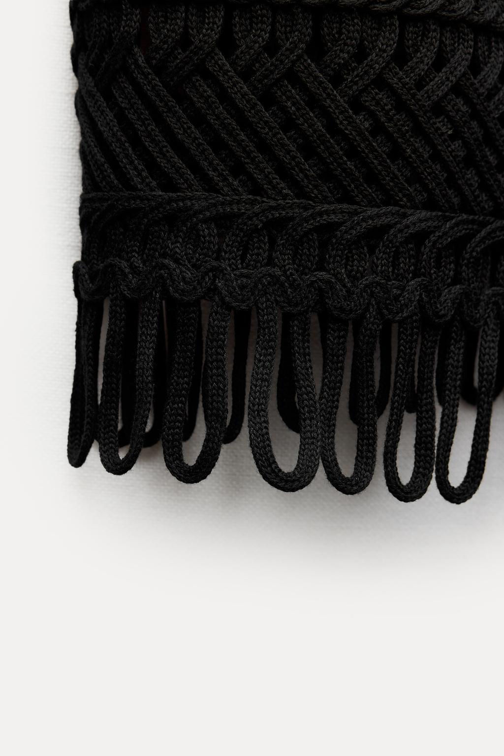 SHORT MACRAME VEST WITH FRINGING - Zara фото 6