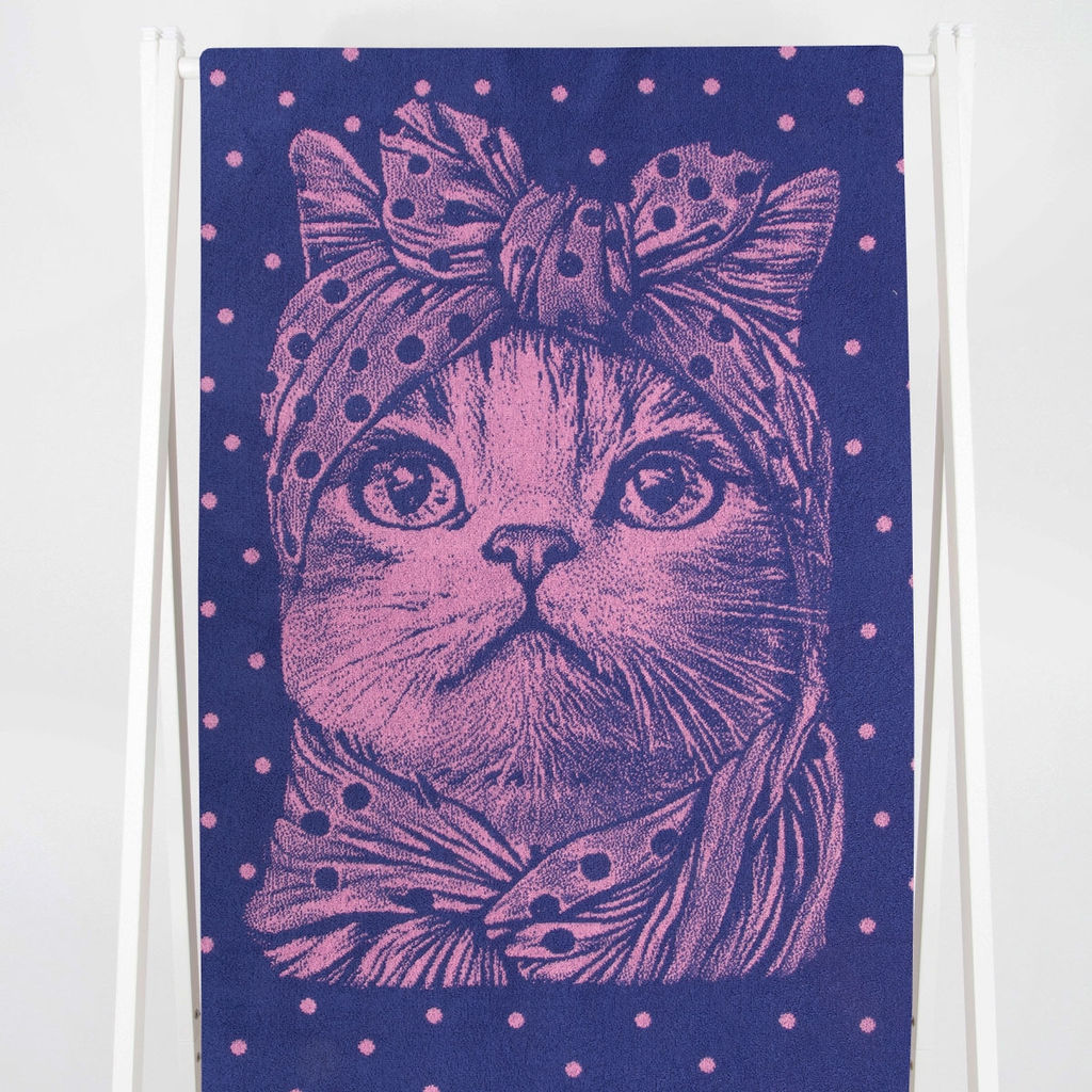 Полотенце махровое 6с102.411ж1 Кошка в горошек(пурпурн3) 67х150см