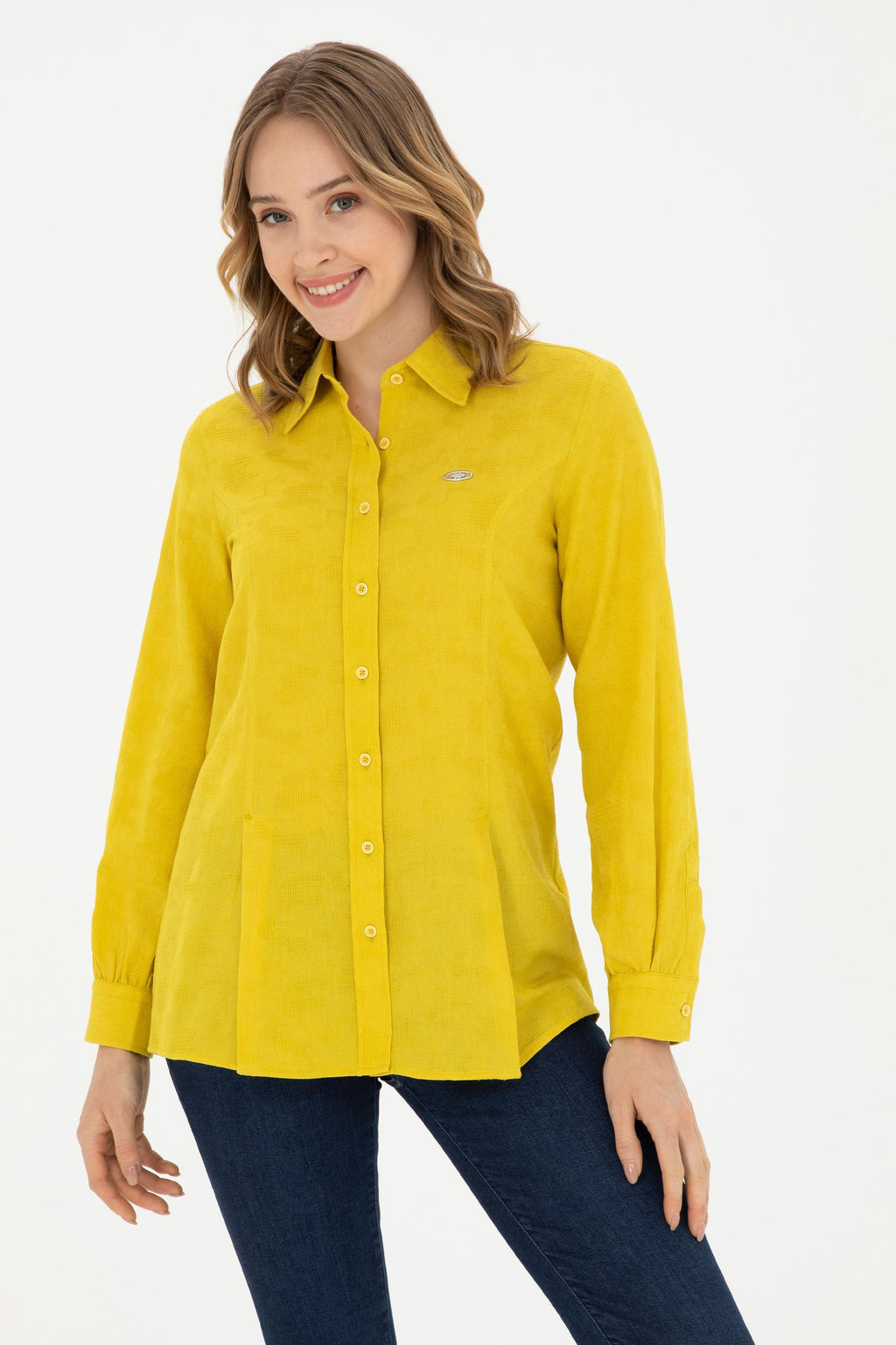 Женская желтая рубашка с длинным рукавом - U.s. polo assn фото 15