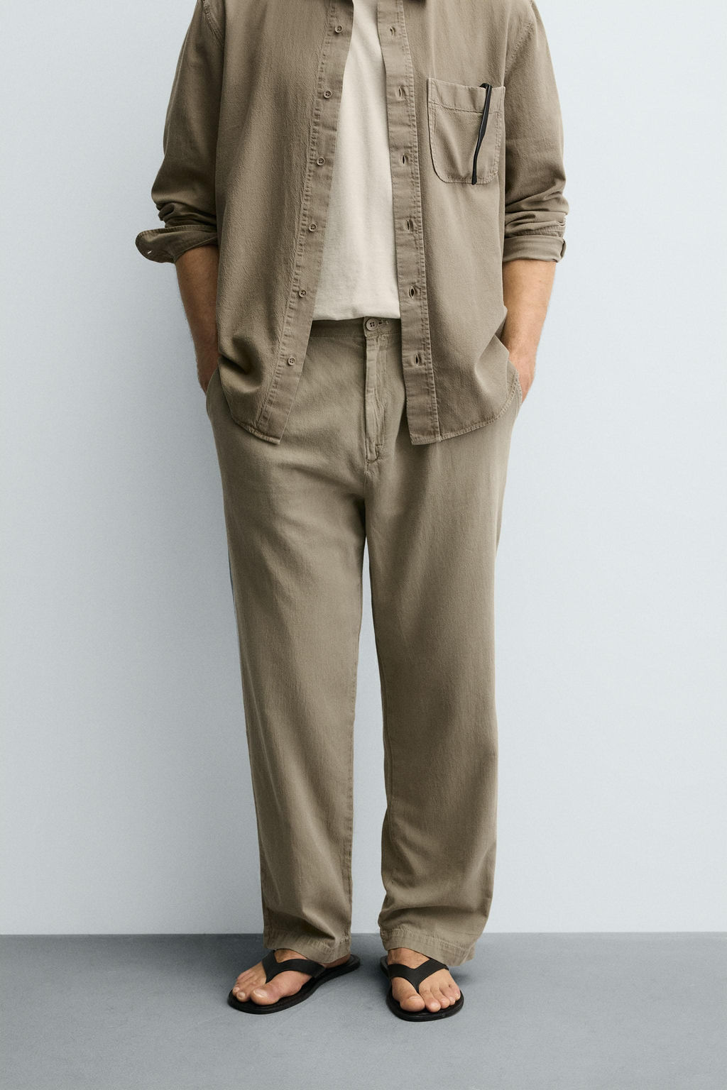 LOOSE-FITTING COTTON/LINEN TROUSERS - Zara фото 2