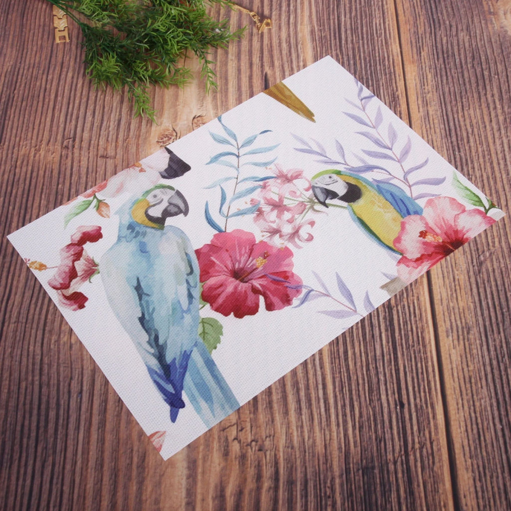 Цена за 3 шт. Салфетка на стол 45*30см плетеная "Попугаи"