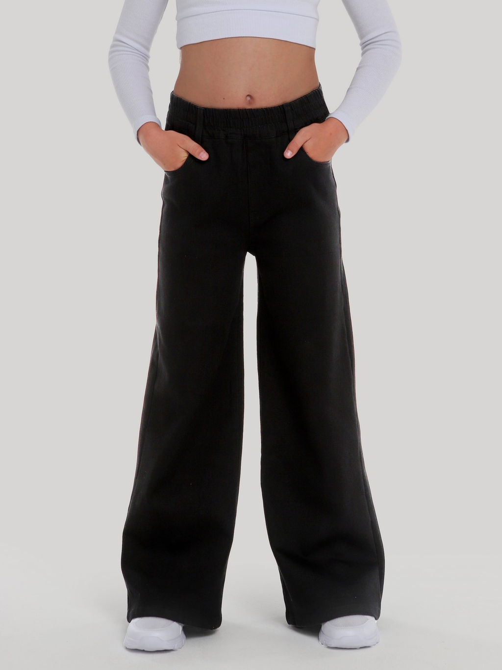 Джинсы-палаццо утеплённые для девочек - Синий мир фото 4