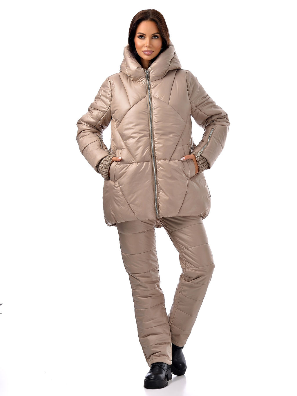 Зимняя куртка с вязанной отделкой - А+б коллекция фото 2