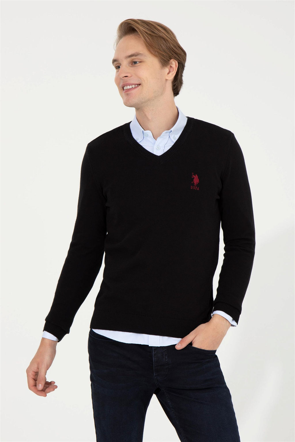 Мужской черный трикотажный свитер Basic - U.s. polo assn фото 7