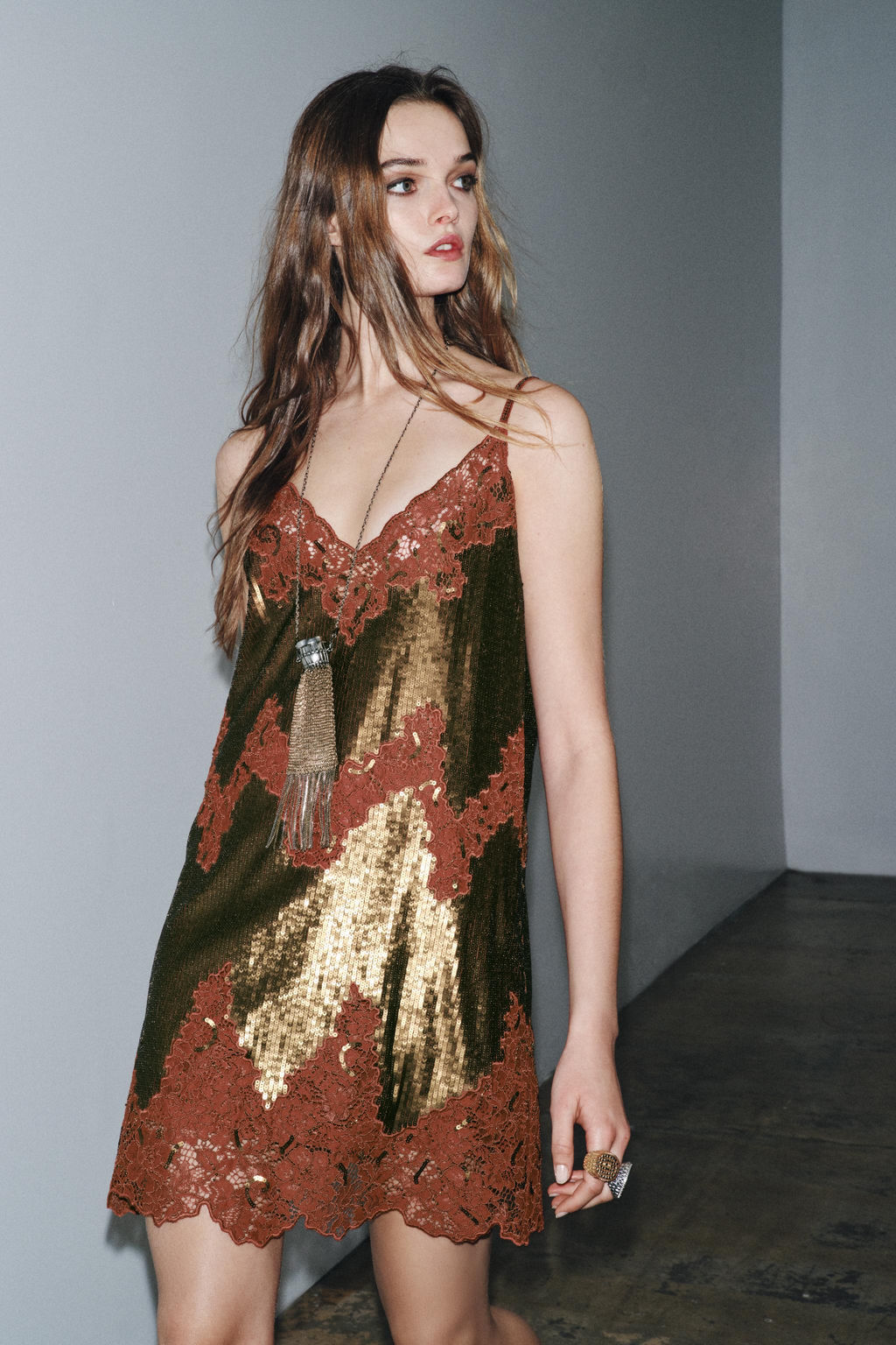 ZW COLLECTION LIMITED EDITION LACE SEQUIN DRESS - Zara фото 9