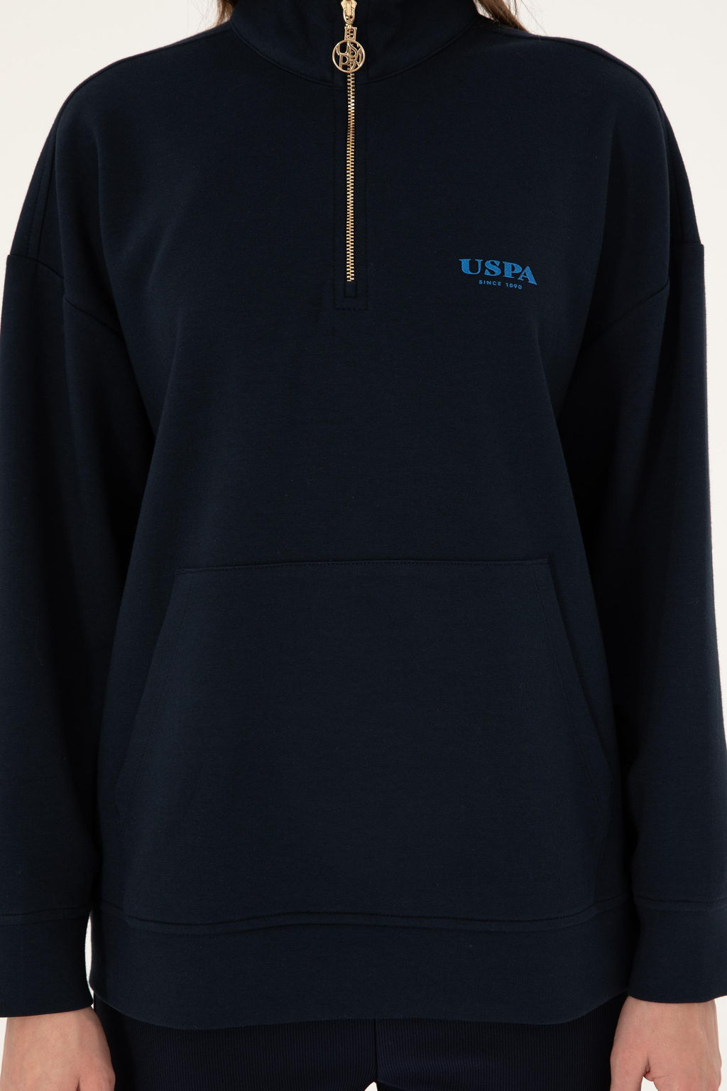 Женский темно-синий свитшот на молнии с высоким воротником Неожиданная скидка в корзине - U.s. polo assn фото 6