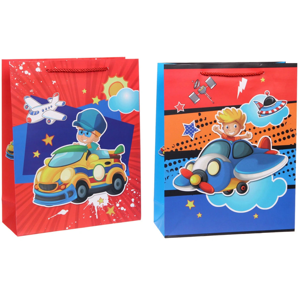 Пакет подарочный "Весёлый транспорт" 26*32*10 см, микс