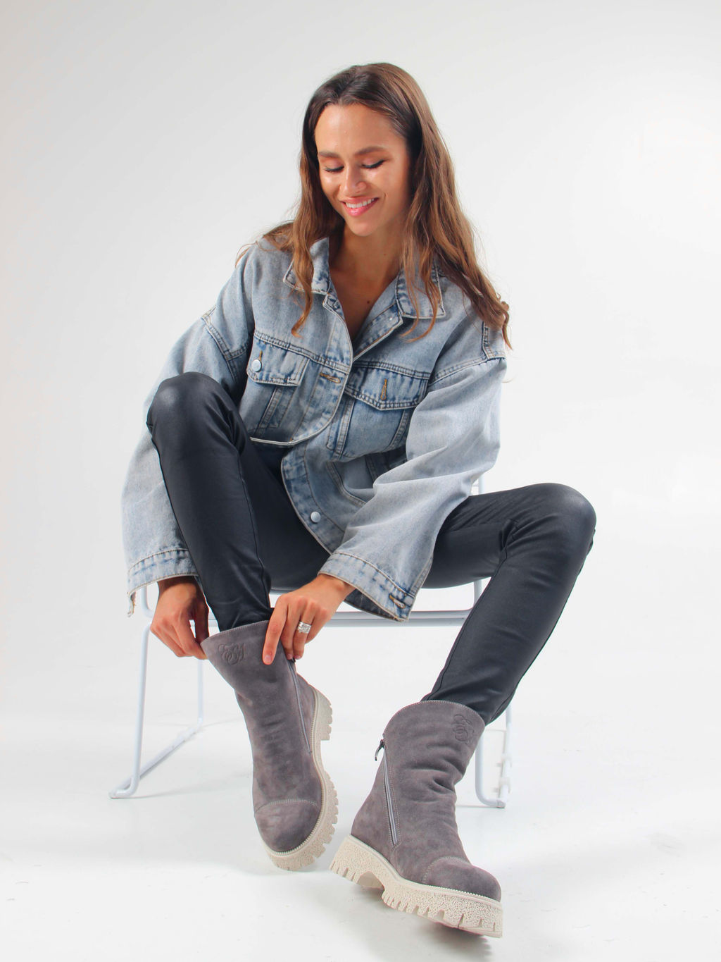 Ботинки 233.1541be. Серый замок/Шерсть