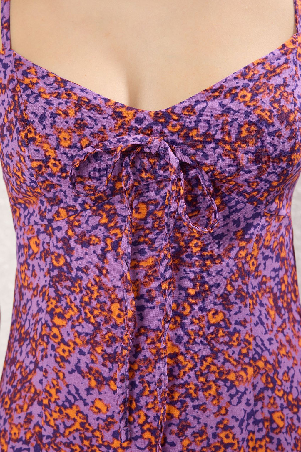 Mor Cicekli A Kesim Y?rtmacl? Midi Dokuma Elbise TWOSS23EL02085