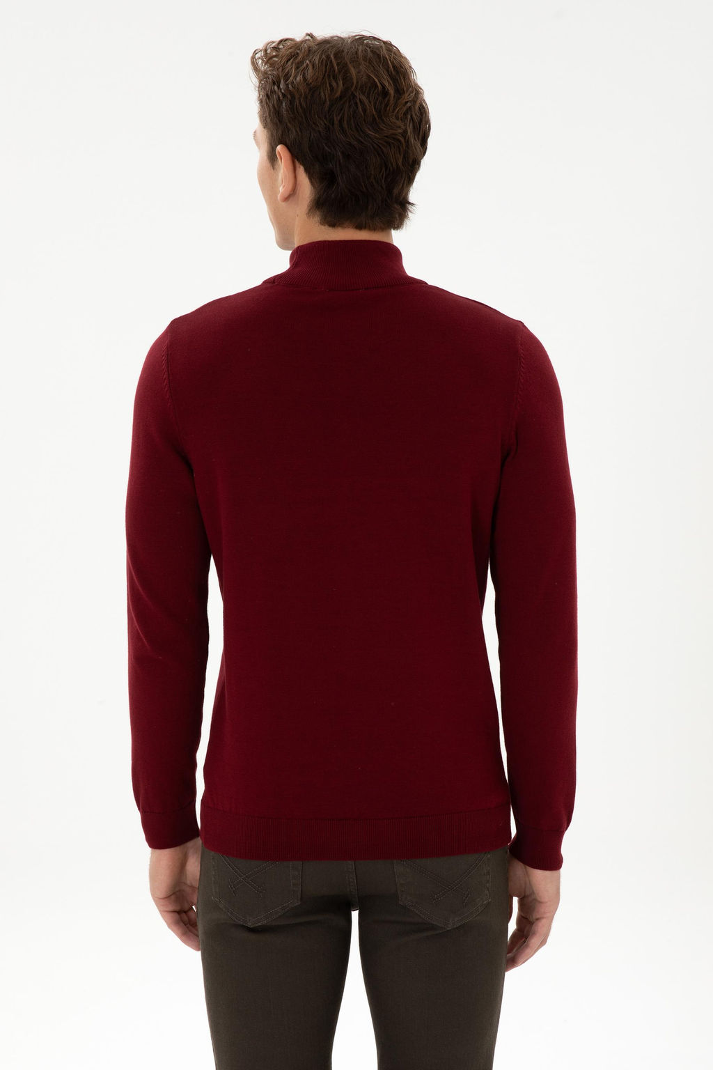 Erkek Slim Fit Yar_m Bo_azl_ Bordo Basic Kazak - U.s. polo assn фото 5