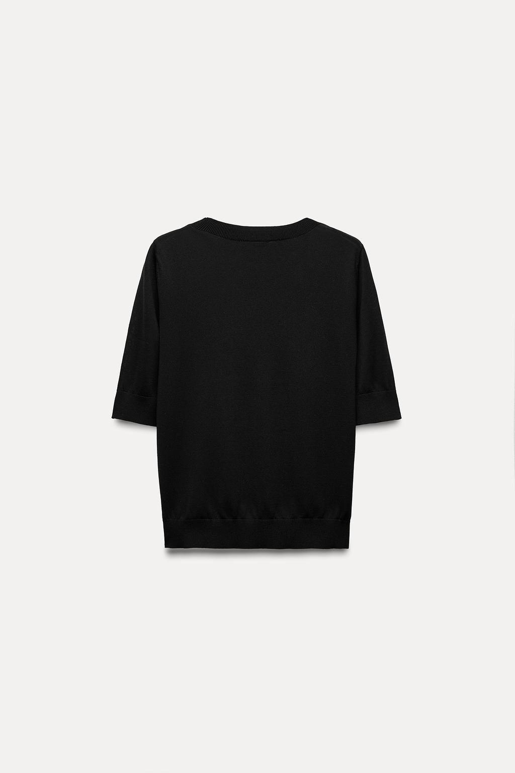 BASIC PLAIN KNIT SHORT SLEEVE TOP - Zara фото 5