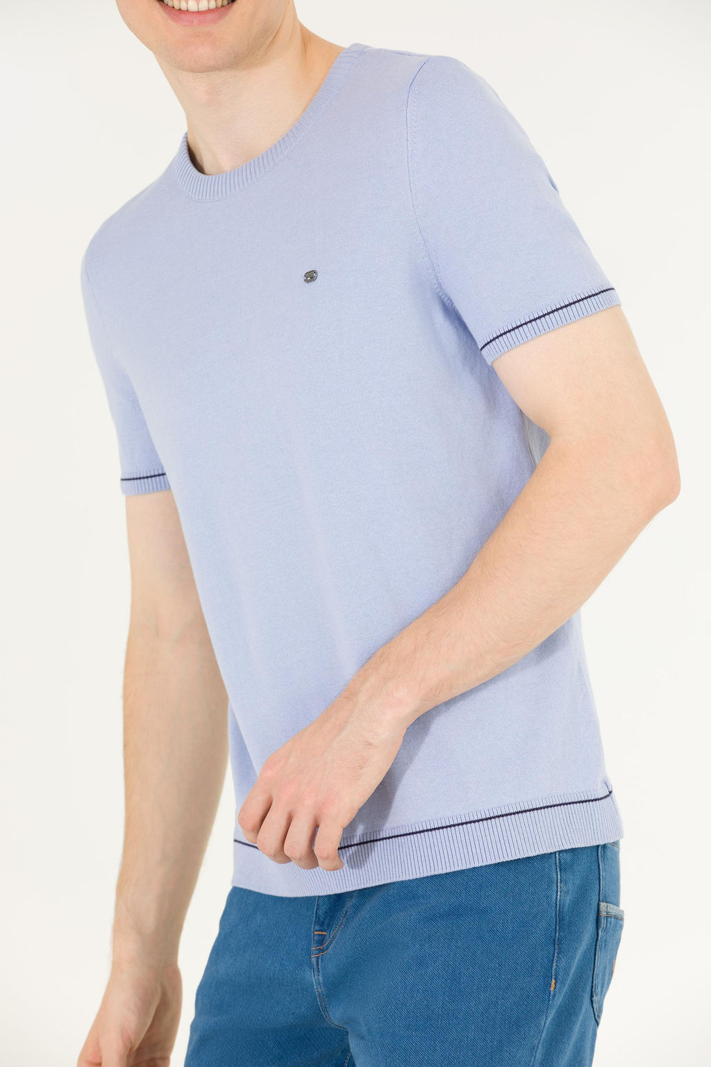 Мужской голубой трикотажный свитер - U.s. polo assn фото 6