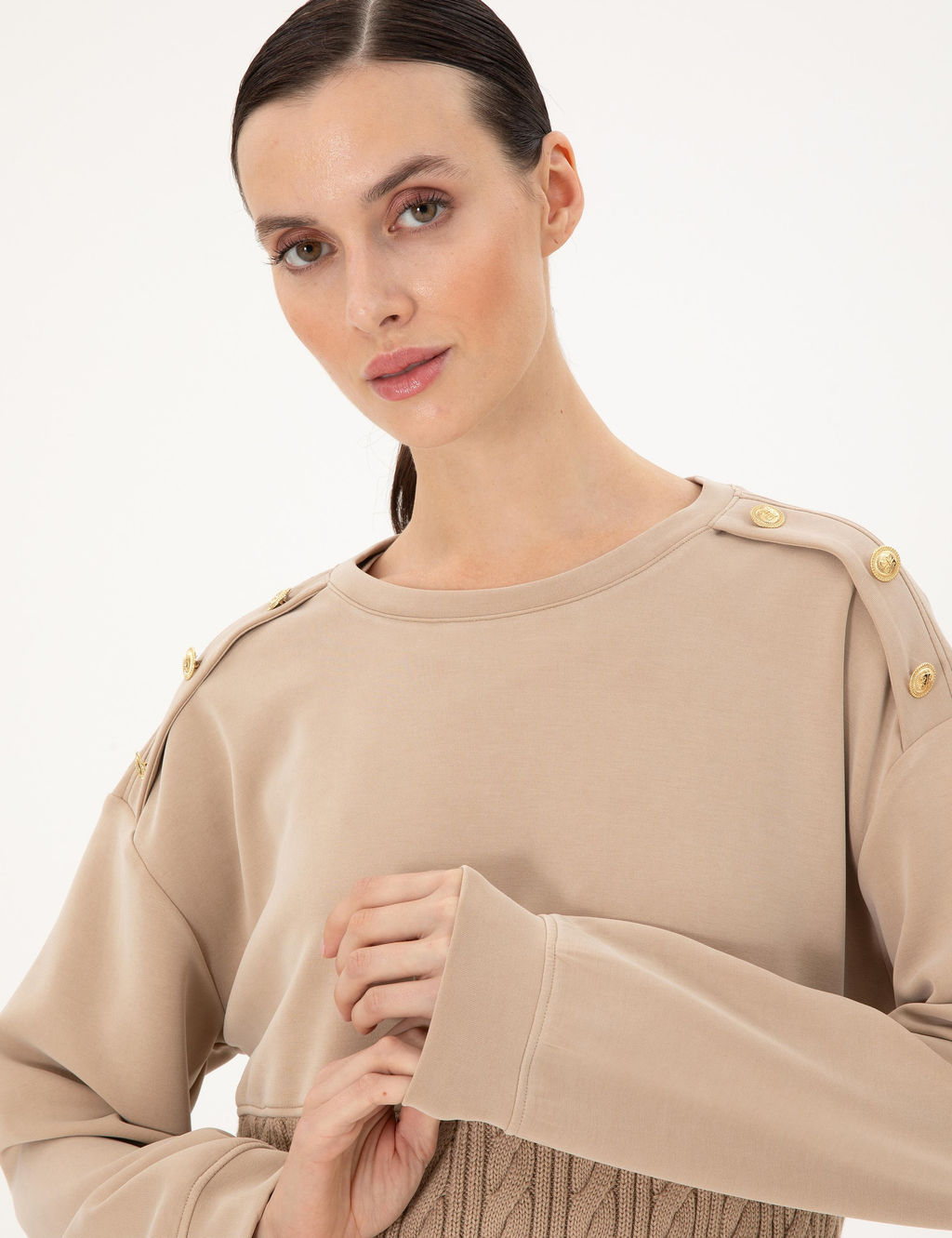 Bej Regular Fit Modal Kuma_ Sweatshirt - Pierre cardin фото 2