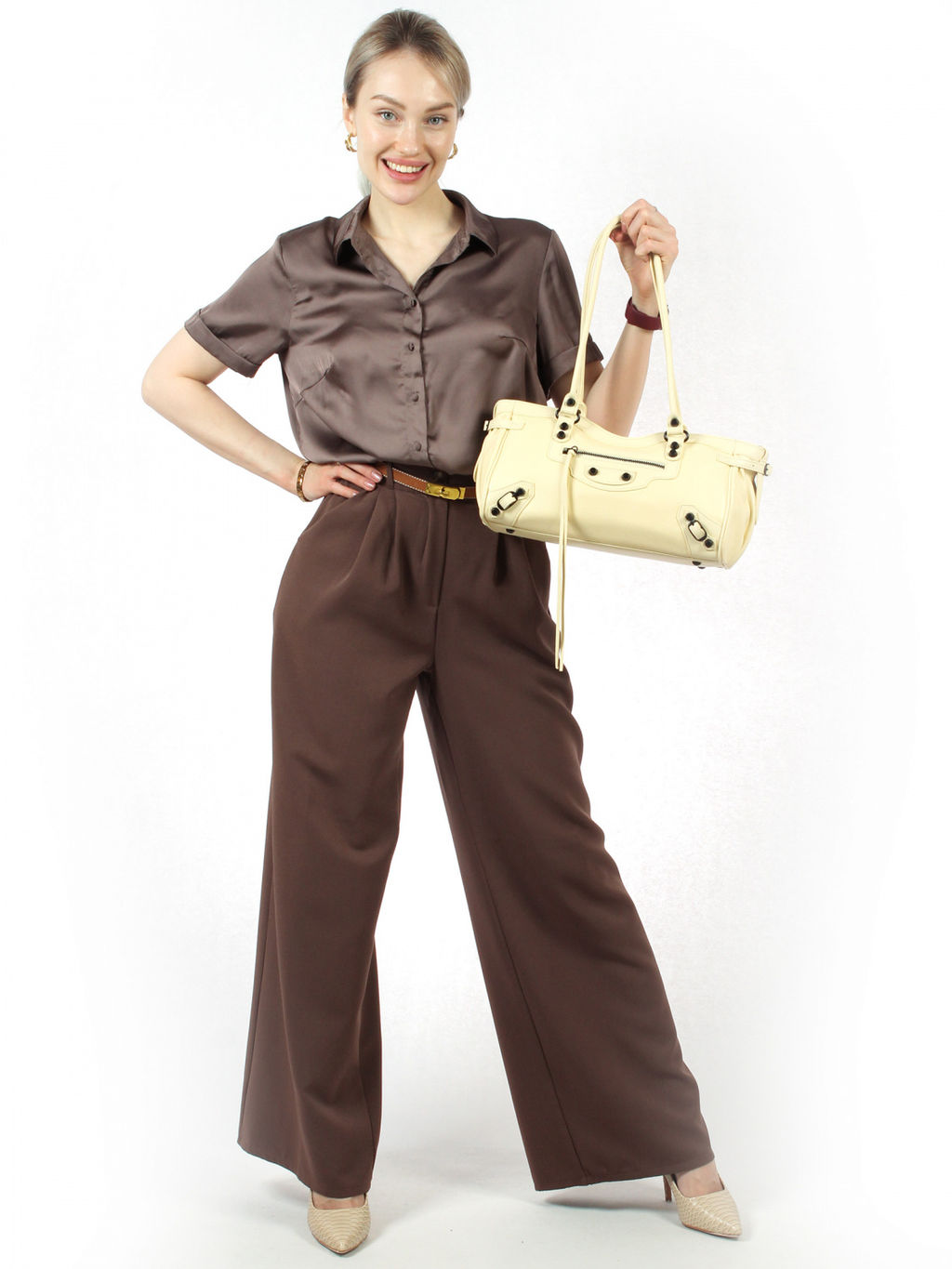 LACCOMA сумка АЛ3093-светло желтый натуральная кожа хлопок