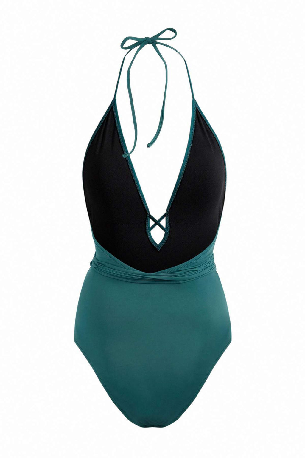 Petrol Derin V Yaka Kapl? Baglamal? High Leg Brazilian Mayo TBESS26MA00062