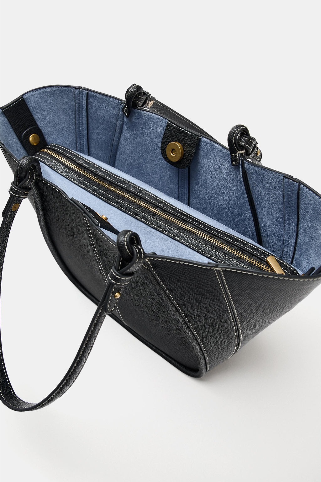 BOLSO MINI SHOPPER PESPUNTES / Negro - Zara фото 7