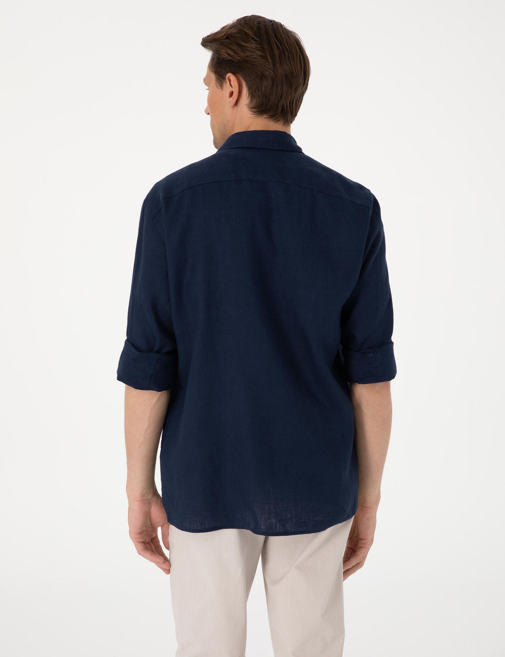 Lacivert %100 Keten Regular Fit Uzunkollu G_mlek - Pierre cardin фото 12