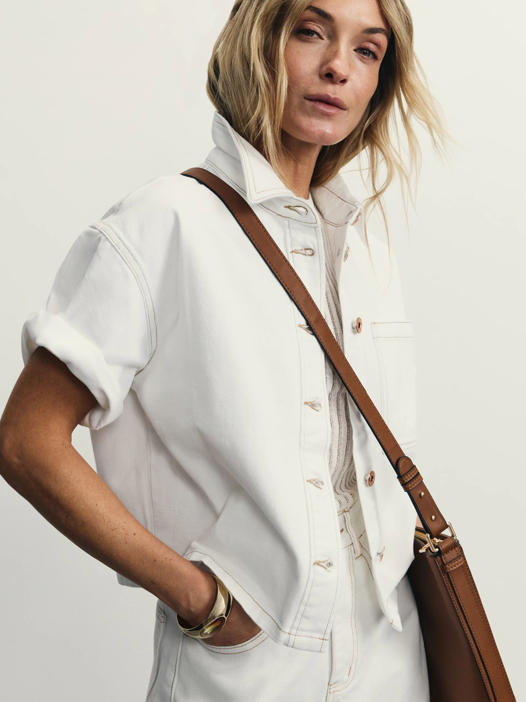 Джинсовая рубашка с коротким рукавом / Zarina