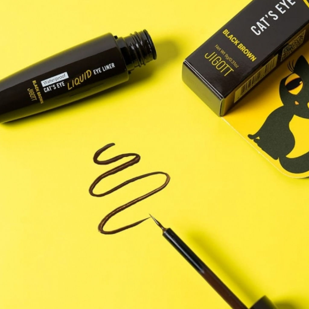 Jigott Водостойкая жидкая подводка для глаз / Cats Eye Waterproof Liquid Eyeliner Black Brown, черно-коричневый