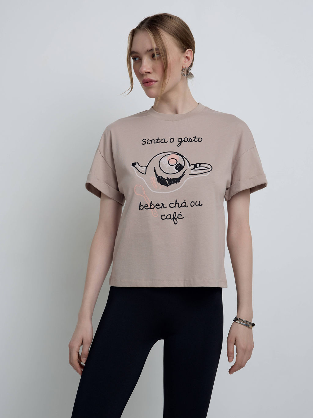 CONTE Футболка с манжетами и рисунком Cafe LD 2103 beige