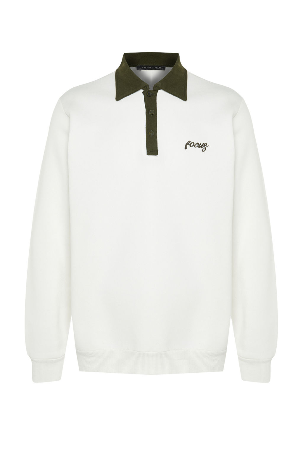TRENDYOL MAN Ekru Regular/Normal Kesim Polo Yaka Nak?sl? Ici Polar/S?cak Tutan Sweatshirt TMNAW24SW00241 - Trendyolmilla фото 7