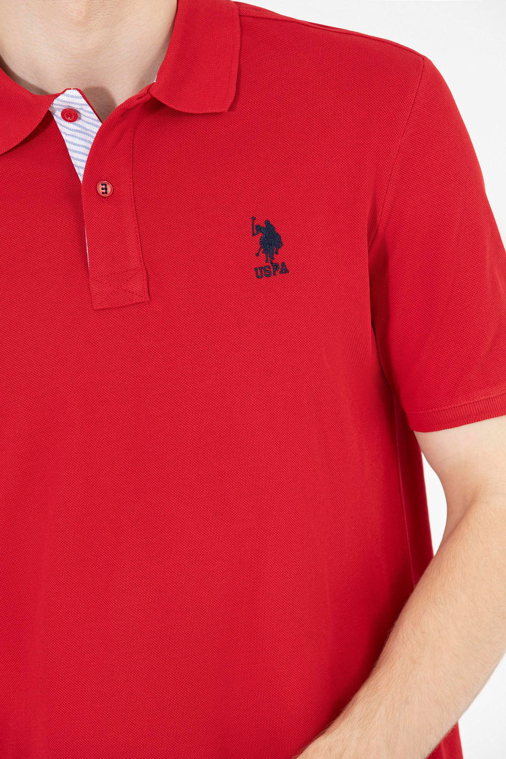 Мужская классическая красная футболка с воротником поло Basic - U.s. polo assn фото 21