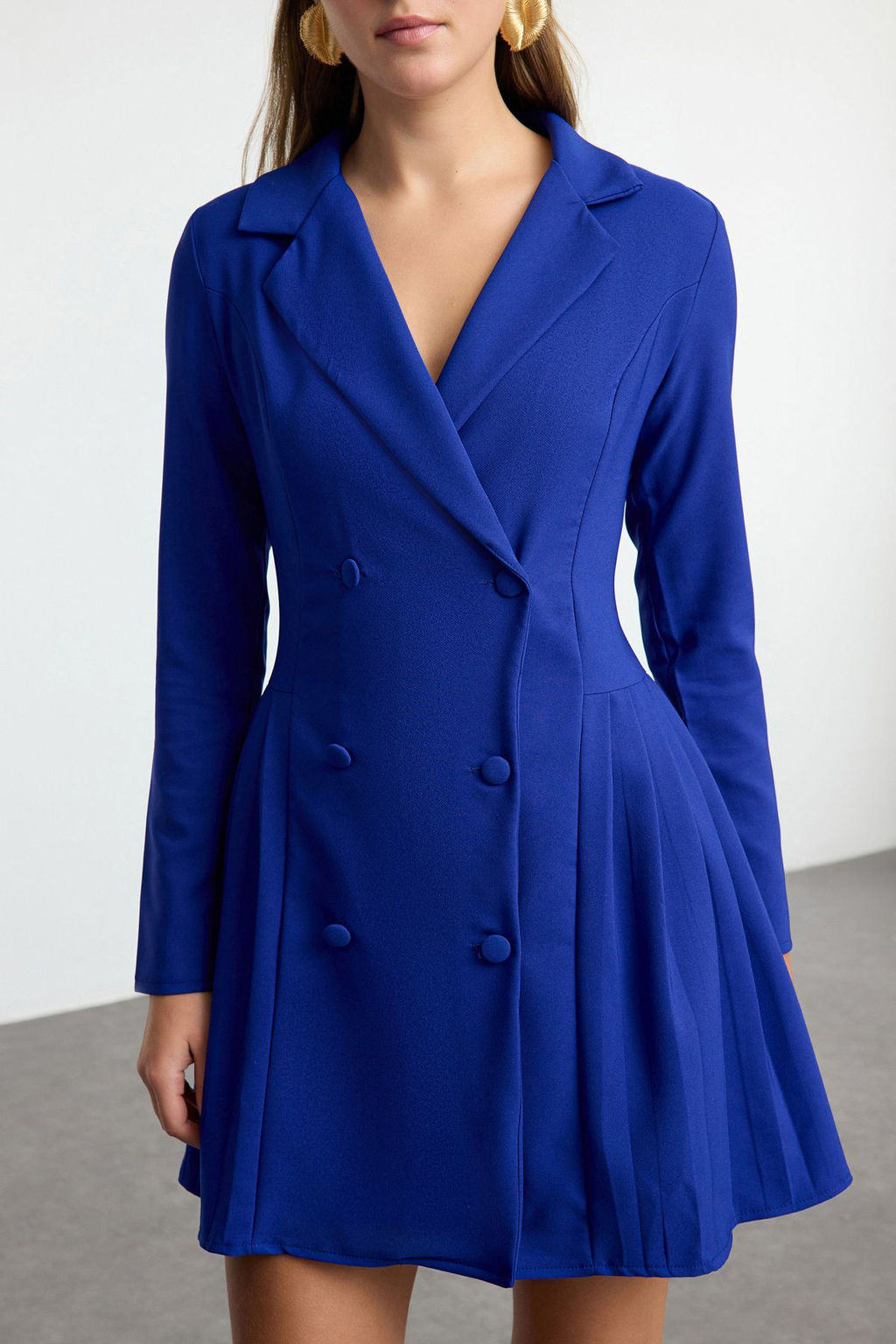 TRENDYOLMILLA K?rm?z? Piliseli Mini Dokuma Ceket Elbise TWOAW24EL00295 фото 16