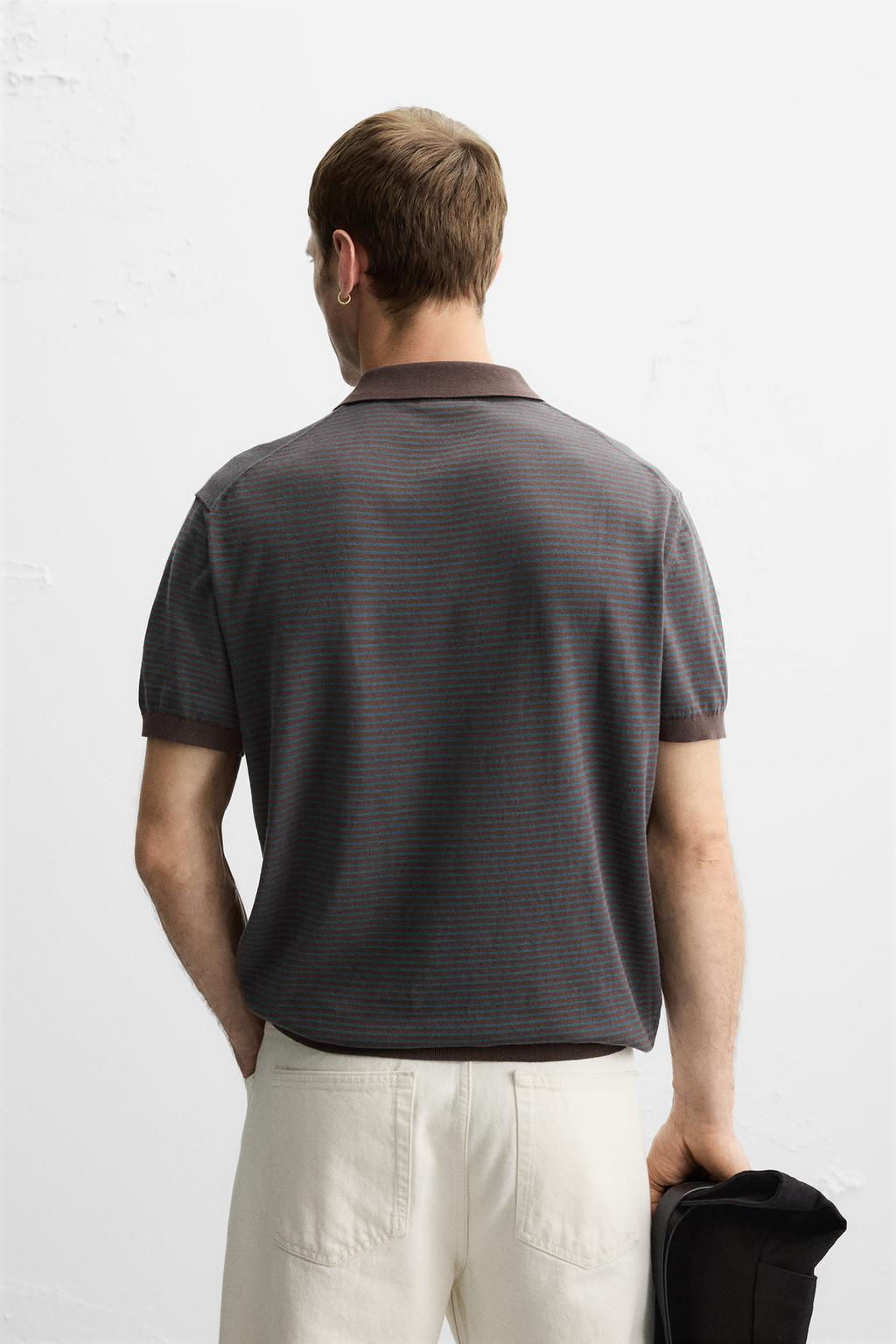 STRIPED JACQUARD KNIT POLO SHIRT - Zara фото 3