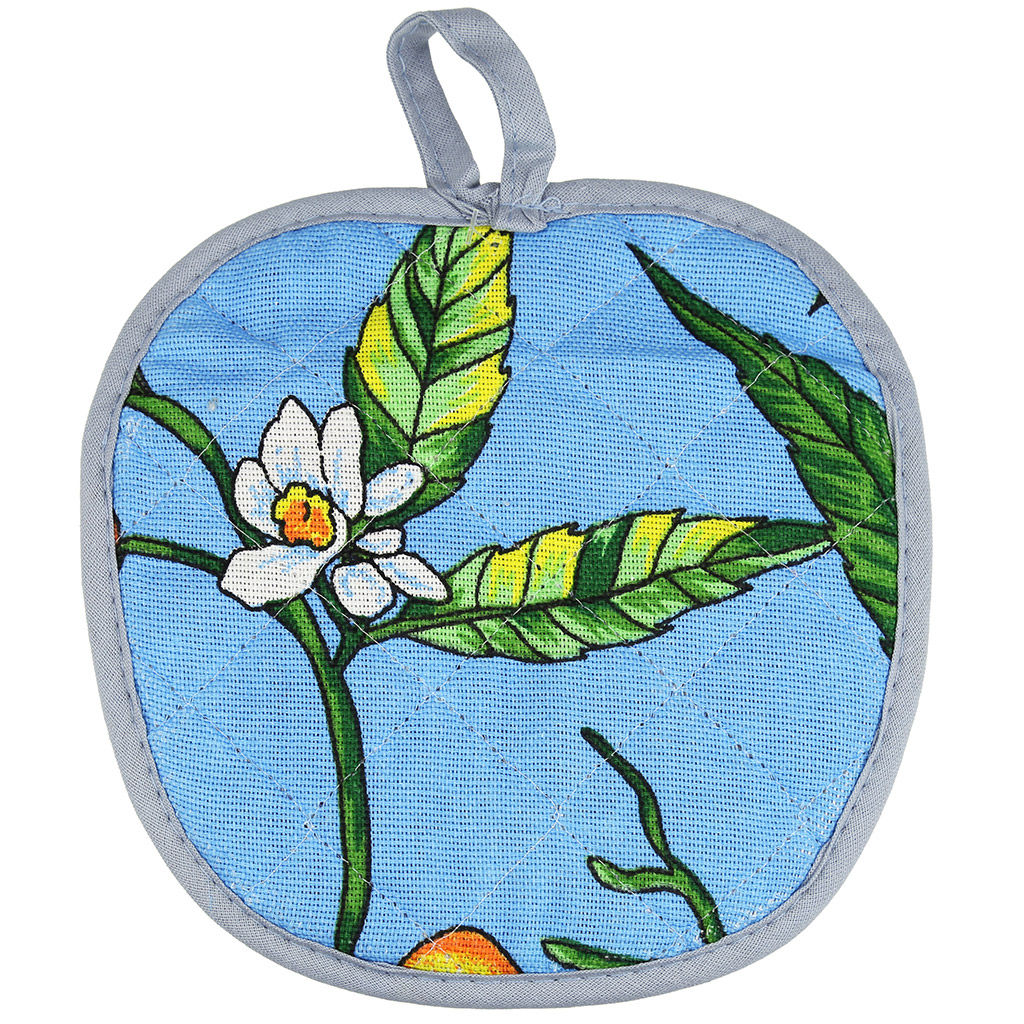 Прихватка с запахом 19х19см Лимон, вид 4, форма Яблоко, рогожка 171г/м2, хлопок 100%, наполнитель - ватин 280г/м2, на пластмассовом подвесе, Домашняя мода (Россия)  фото 3