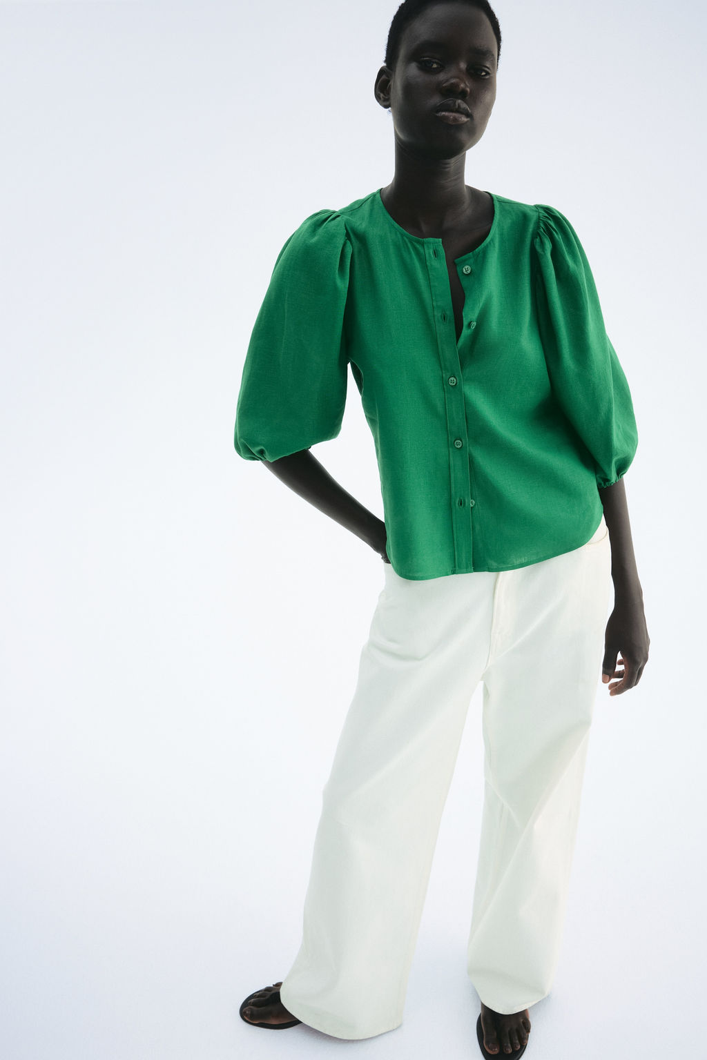Blusa en mezcla de lino - H&m фото 17