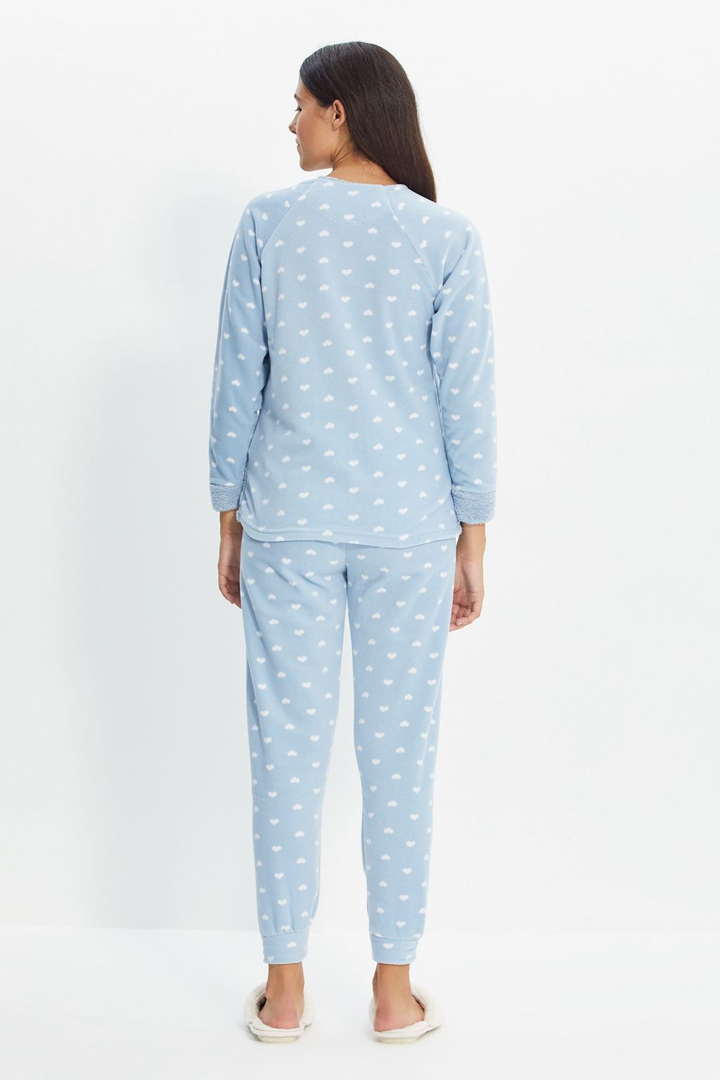 Trendyolmilla Lila 3lu Kalpli Uyku Bantl? Polar K?sl?k Orme Pijama Tak?m? THMAW21PT0666 фото 5