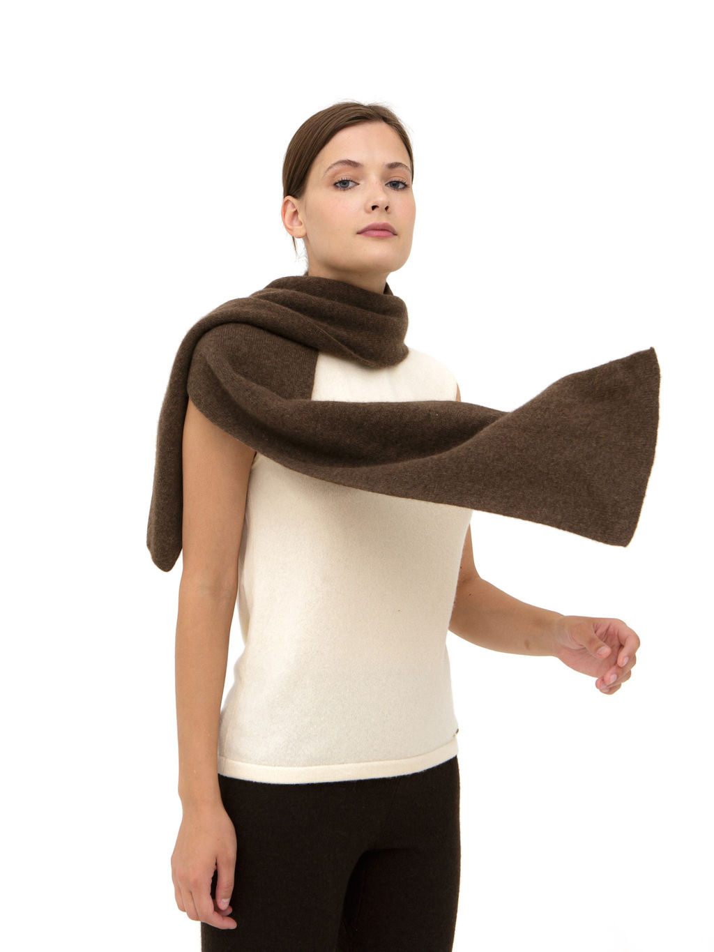 Шарф из пуха яка 03034 коричневый