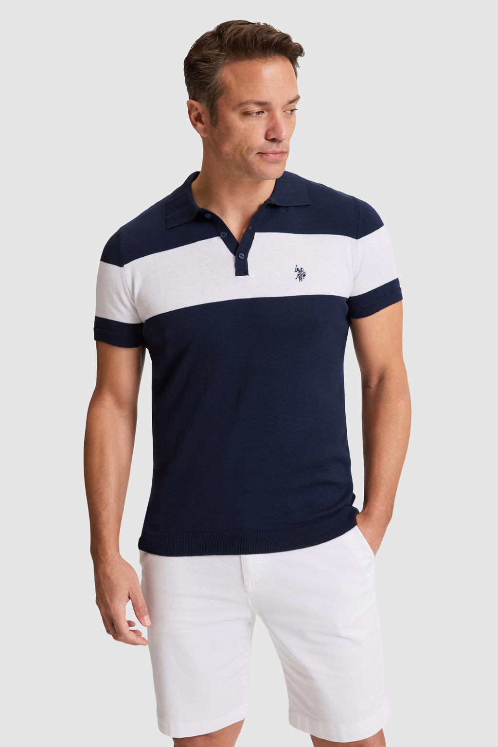 Erkek Lacivert Slim Fit Polo Yaka Triko Ti__rt