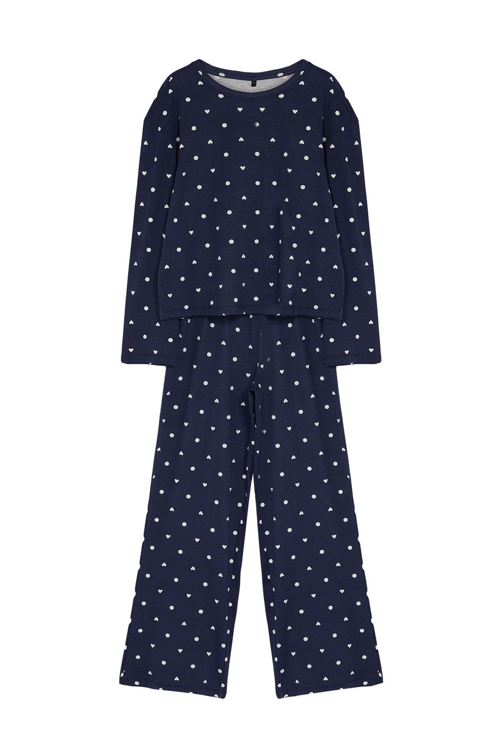 Trendyolmilla Beyaz %100 Pamuklu Puantiye ve Kalpli Orme Pijama Tak?m? THMAW25PT00039 фото 12