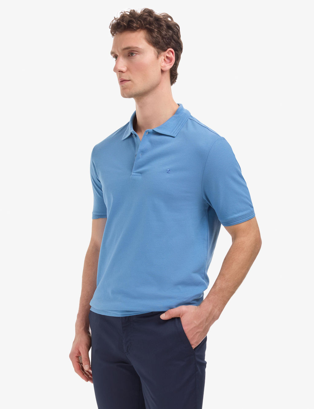 Koyu Mavi Regular Fit %100 Pamuk K_vr_lmaz Polo Yaka Basic Ti__rt