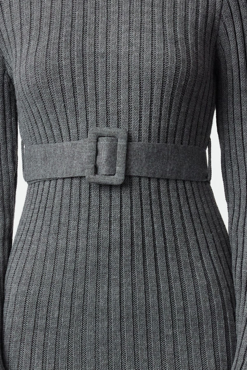 Antrasit Mini Triko Kemerli Elbise TWOAW23EL00444