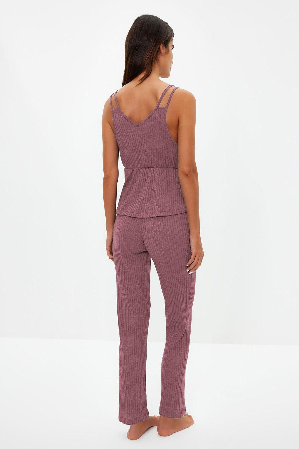 Trendyolmilla Antrasit Fitilli Ip Ask?l? Orme Pijama Tak?m? THMSS21PT0125 фото 27