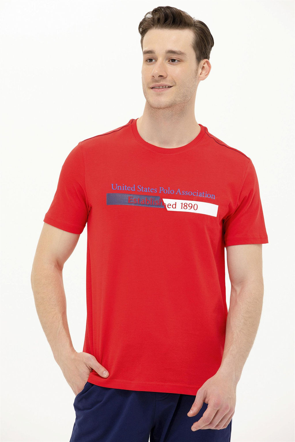Мужская красная футболка с круглым вырезом - U.s. polo assn фото 11