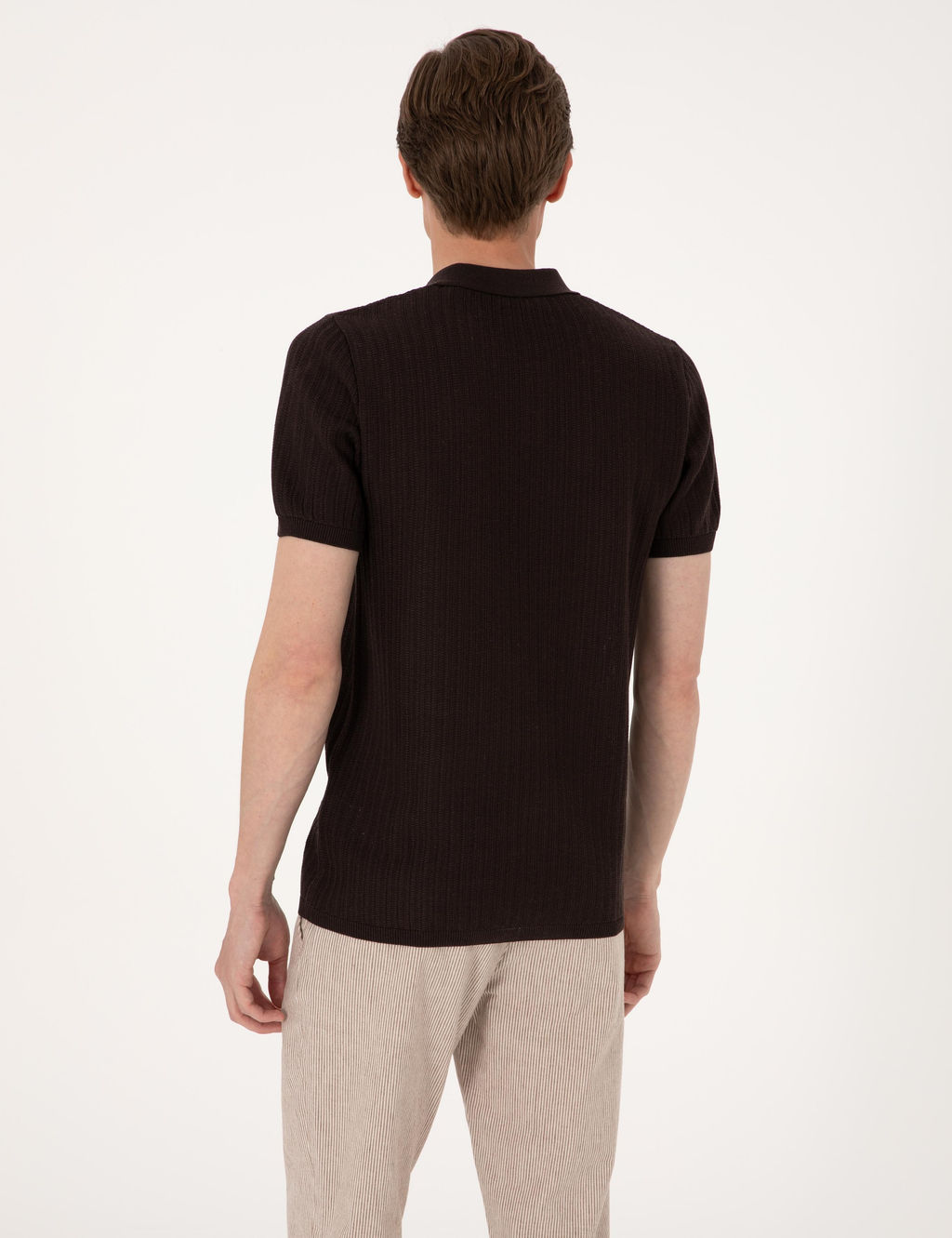 Kahverengi Slim Fit Polo Yaka Triko Ti__rt - Pierre cardin фото 5