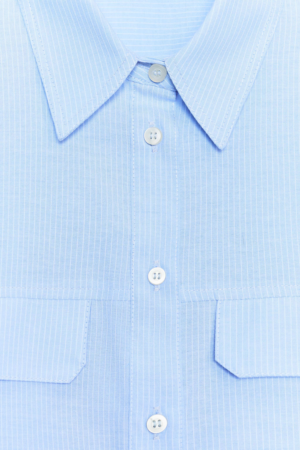 CAMISA CORTA TAPETAS RAYAS / Blanco / Celeste - Zara фото 9