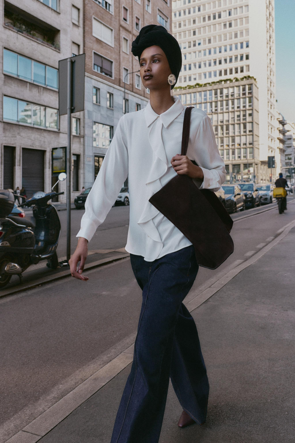 CREPE SHIRT WITH RUFFLE