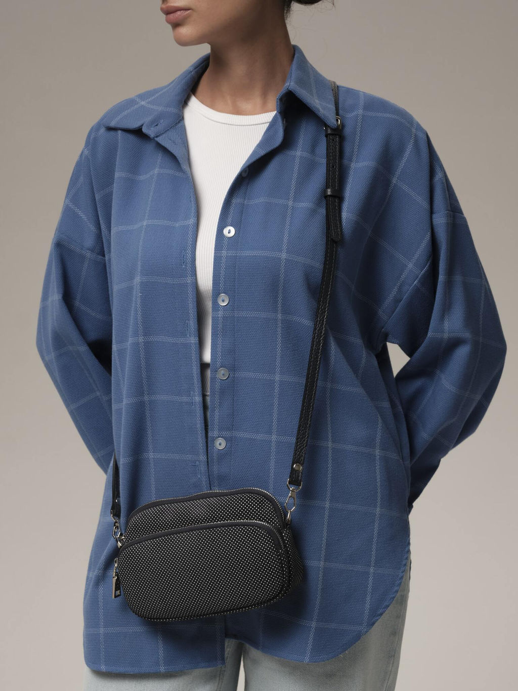 Сумка замшевая Deboro 30851 синий горох